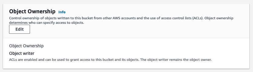 Bucket Object ACLs enabled